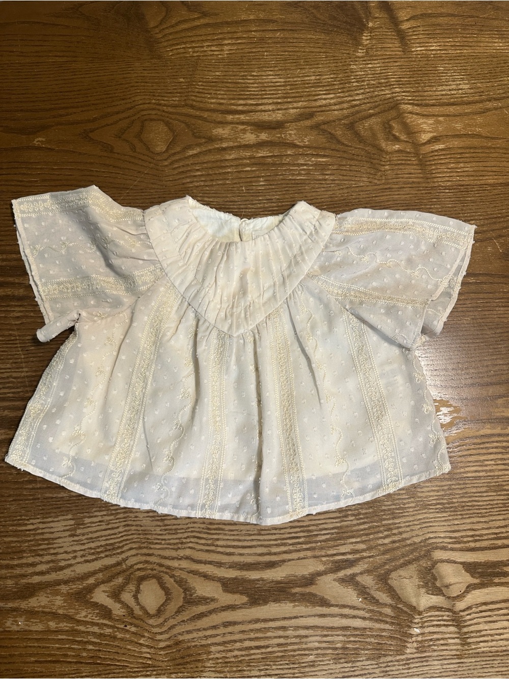 ZARA Girls White Embroidered Swiss Dot Blouse Top 2-3Y 98 cm